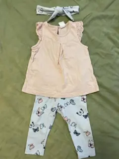 H&M 3点セット(トップス、レギンス 、ヘアバンド) 74cm