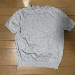ユニクロ グレー 半袖ニット Lサイズ