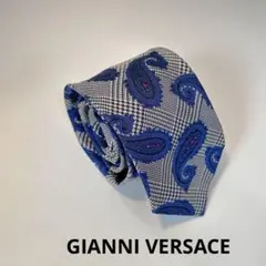 「美品」ヴェルサーチ ネクタイ ペイズリー柄 ブルー系