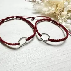 リング ペアブレスレット レッド コードブレスレット 赤 メンズアクセサリー