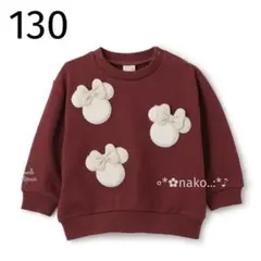 ☆ 新品 130 petit main ディズニー ファーモチーフトレーナー 赤