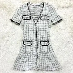 極美品✨ セルフポートレート ツイード 半袖ワンピース フレアミニドレス パールのサムネイル