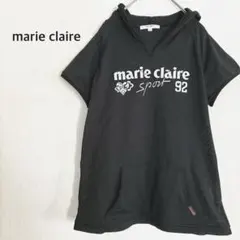 マリクレール メッシュ半袖トップス ゴルフウェア スポーツ ロゴ 黒 L