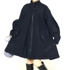 FREAKS STOREウーリー スタンドカラー フレアコート　アウター