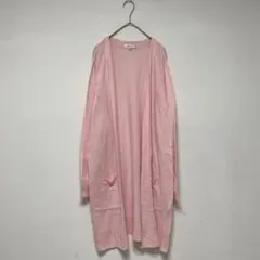 【INDIVI/インディヴィ】ロングカーディガン【38】ピンク　日本製　コットン