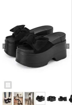 【美品】GRL 厚底リボンサンダル ブラックのサムネイル