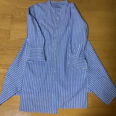 ティッカ TICCA スキッパー スクエアビッグシャツ 青白ストライプ 