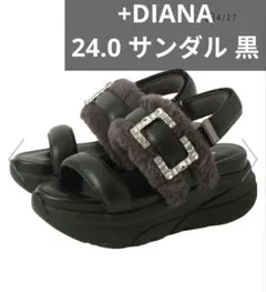 DIANA 軽量 厚底エコファーサンダル 黒 24.0のサムネイル