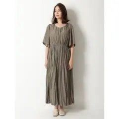 Mila Owen ウエストマークマキシワンピース　カーキ ロング 半袖