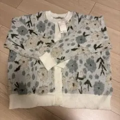 ループ花柄ジャガードニットカーディガン新品