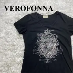 ヴェロフォンナ プリント カットソー 裾ギンガム 半袖 M ブラック【331】のサムネイル