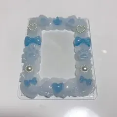 ライトブルー ホイップデコ　トレカケース b8 ねこ