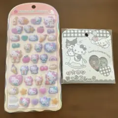 新品♡ハローキティ コットンパフィー&おはじきシールフレーク♡