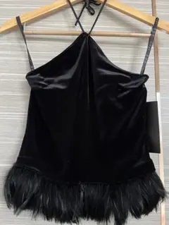 ブラックベルベット 羽キャミソール