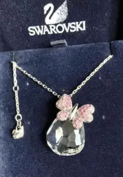 ★SWAROVSKIスワロフスキー ネックレス リボン　パヴェ　クリアスワロ