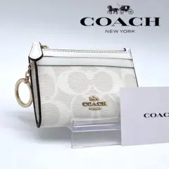 【美品】 COACH レザー×PVC フラグメントケース モノグラム 総柄 白