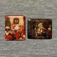 クリスマス ビンテージ マグネット２点 サンタクロース ツリー リース 磁石