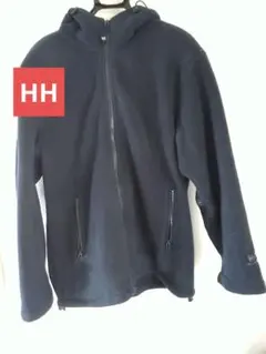ヘリーハンセンネイビー フリースジャケット フード付きL