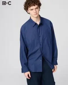 UNIQLO C ネイビー 長袖シャツ Mサイズ