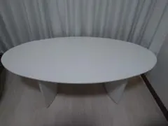 【現地引き取り限定】ホワイト　ローテーブル／カフェテーブル　木製