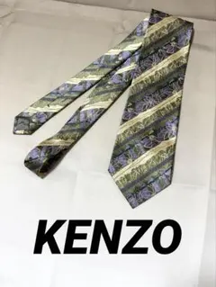 KENZO シルク ネクタイ 花柄ストライプのサムネイル