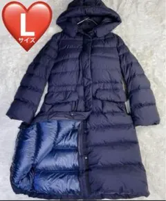 新品同　ユニクロ＋J　ウルトラライトダウン　フーデットコート　ネイビーL