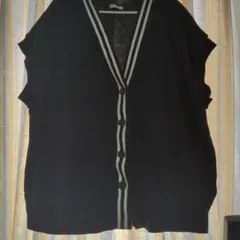 おすすめ！大きいサイズ　黒いボタン付きフレンチスリーブベスト