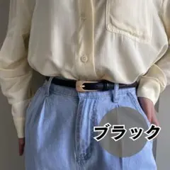 ☆ゴールドバックル☆細ベルト☆シンプル☆ブラック　黒