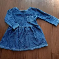 無印良品　デニムブルー　90　長袖ワンピース