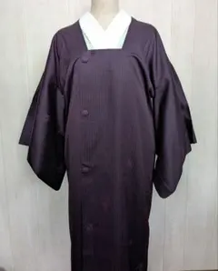 和装道行雨コート　ロング丈 　亀甲柄　正絹　あずき色　美品