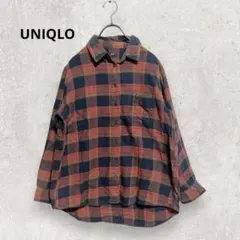 UNIQLO チェック柄フランネルシャツ L ブラウン系 綿100% 古着女子