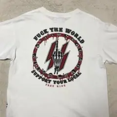 【匿名配送】スカルフライト 半袖Tシャツ クールネック バックプリント 白 M