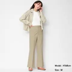 GU チェックフレアパンツ　グレー