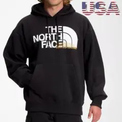 USA限定 THE NORTHFACE ビックロゴパーカー 黒 メンズLモザイク