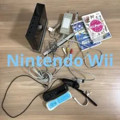 Nintendo Wii 本体 ブラック ソフト2本付き