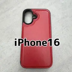 iPhone16 スマホ ケース 赤 背面収納 カード収納 カバー