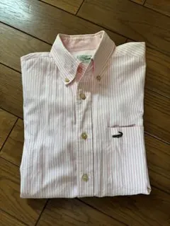 Crocodile ストライプ ピンクシャツ Mサイズ