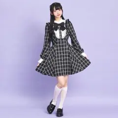 チェック柄フレアドレス