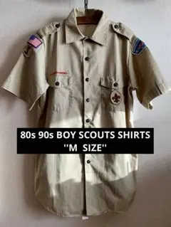 ⑥ボーイスカウトシャツ　80s 90s 古着　メンズ　レディース　ベージュ　M