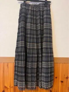 黒白茶色チェック柄プリーツスカート　サマンサモスモス　ブラック　ブラウン系