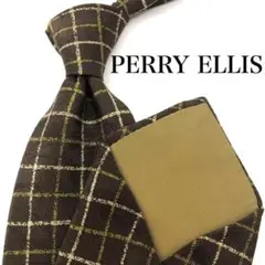 【極美品】PERRY ELLIS 格子柄 チェック 花柄 ブラウン 茶 ベージュのサムネイル