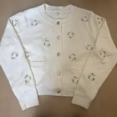 H&Mフラワー刺繍ニットカーディガンL