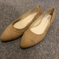 ブラウン スエード ポインテッドトゥパンプス