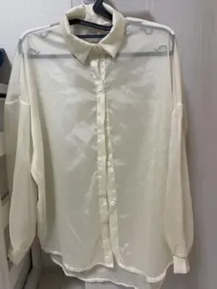 シアーシャツ アイボリー XLサイズ 長袖