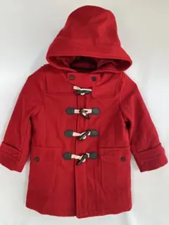 【110cm】赤いフード付きダッフルコート