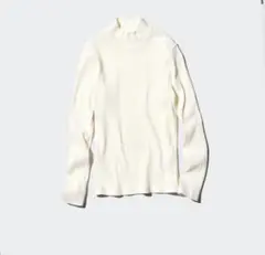 UNIQLO リブハイネックT ボーダー　タートルネック　M タートルニット