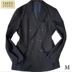 【TAKEO KIKUCHI】春夏 ダブルテーラードジャケット 薄手 ネイビーM