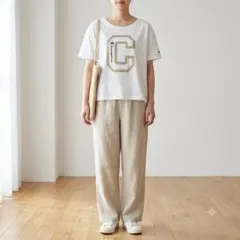 チャンピオン M Tシャツ 半袖 白ビッグロゴ プリント コットン レディースのサムネイル