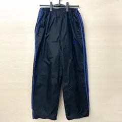【大人気】adidas アディダス トレフォイル刺繍 ナイロンパンツ 黒/青 L