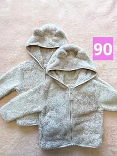 【双子】くま耳フード付きアウター 90 2セット　ピンクのサムネイル